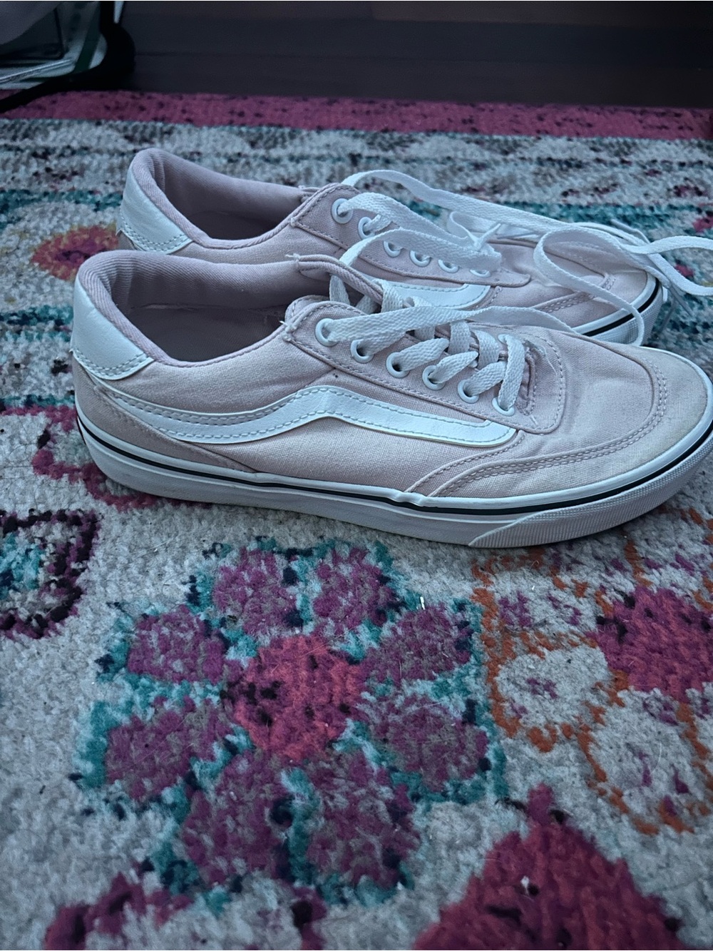 Vans Women's Old Skool Sneakers in Pale Pink and White